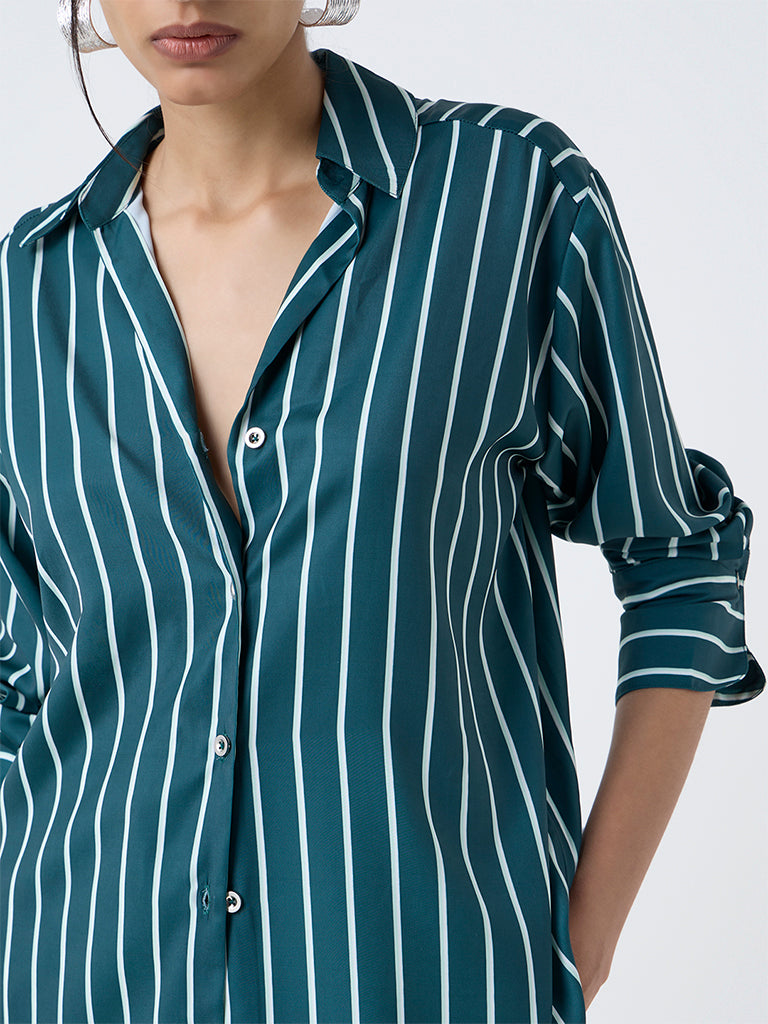 Wardrobe Teal Striped Shirt