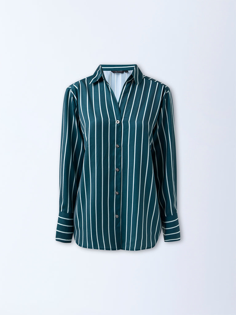 Wardrobe Teal Striped Shirt
