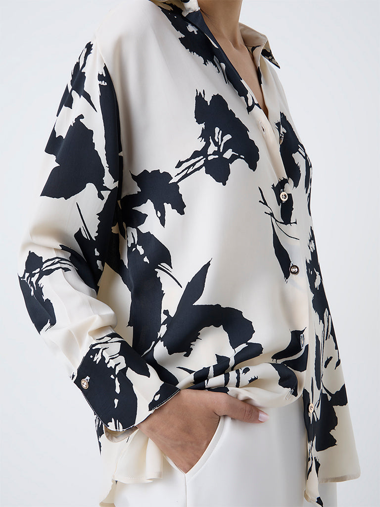 Wardrobe Off-White Botanical Printed Shirt