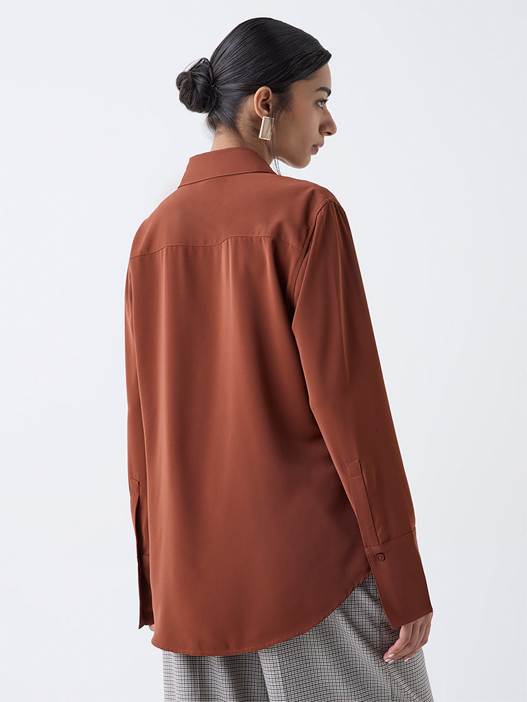 Wardrobe Brown Solid Shirt