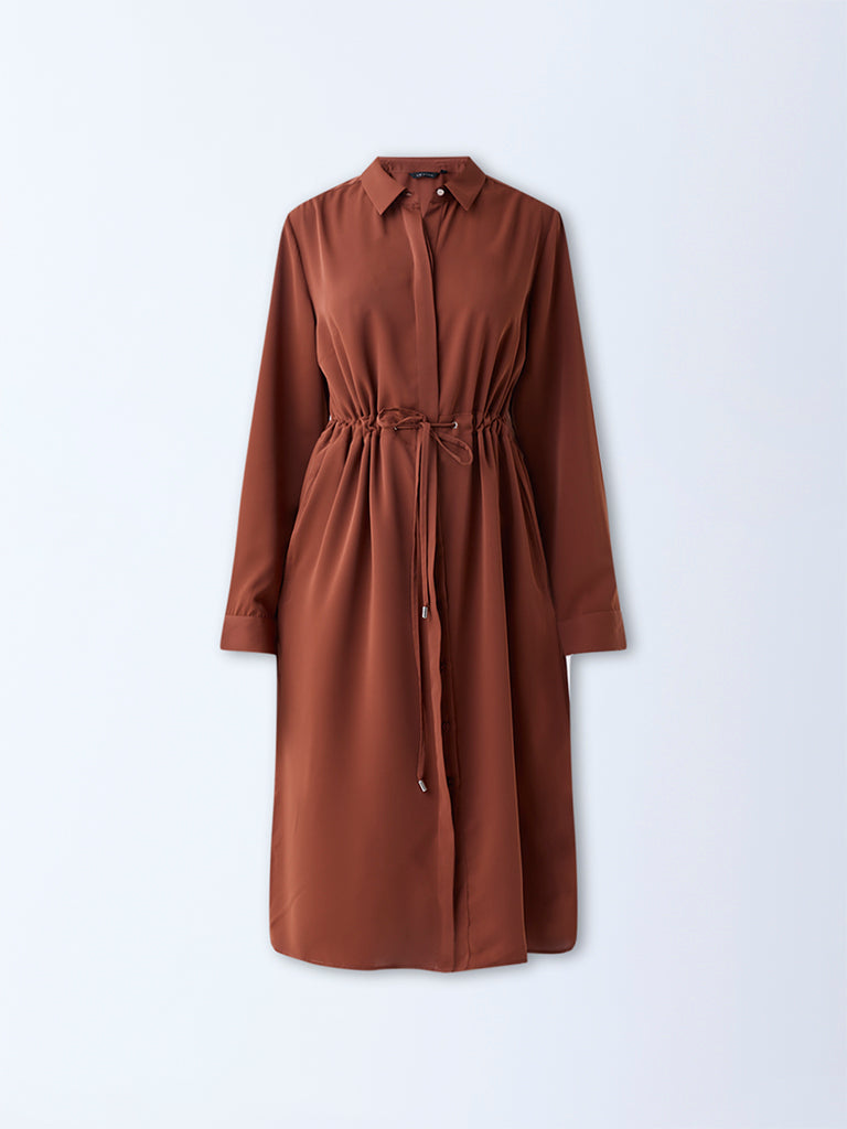 Wardrobe Brown Solid Shirt Dress