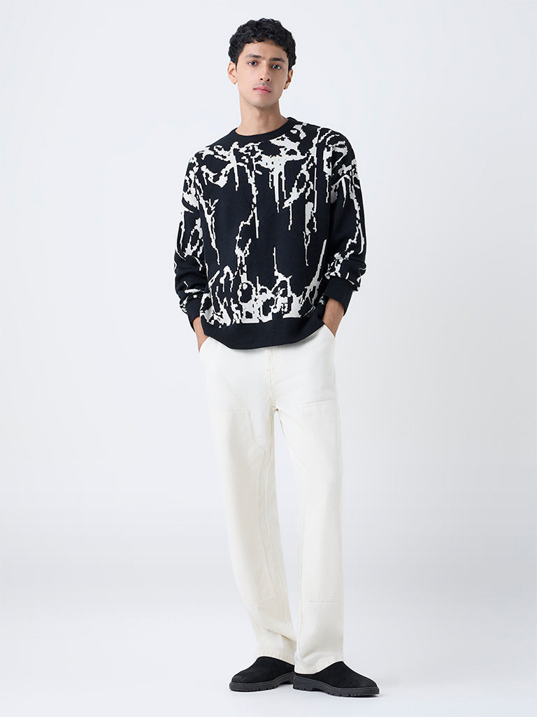 Nuon Off-White Relaxed-Fit Mid-Rise Jeans