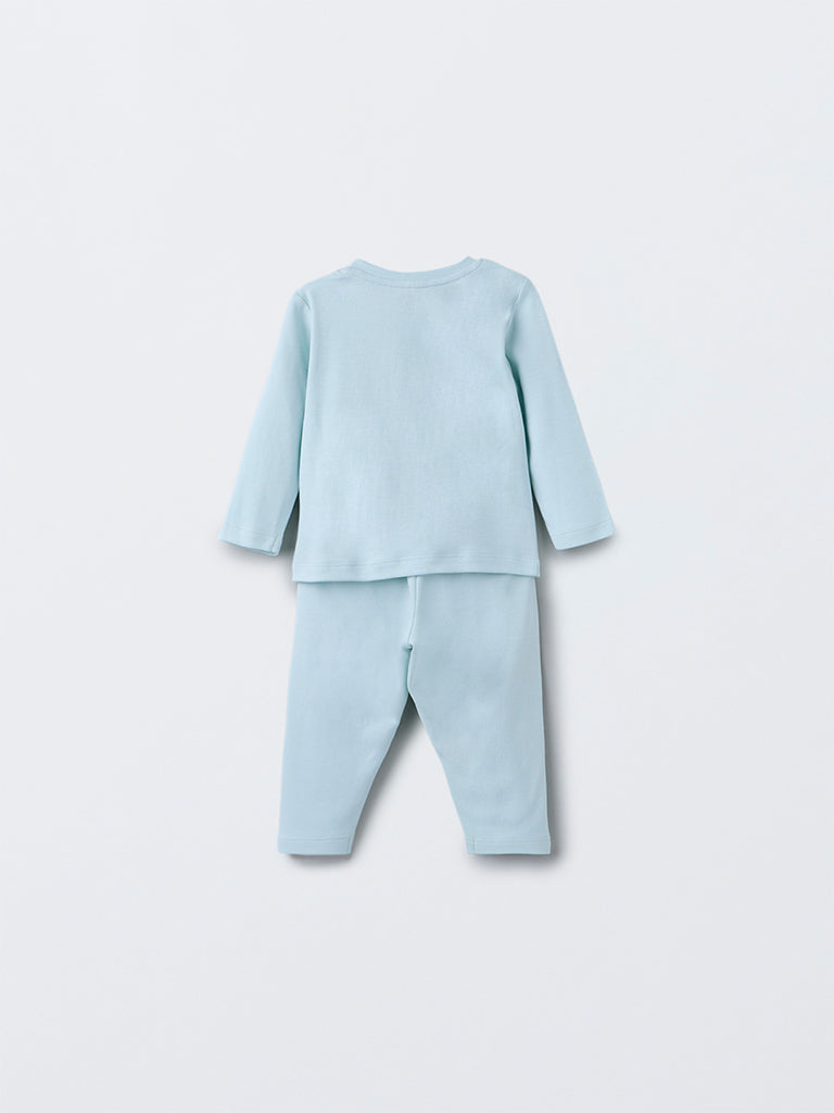 HOP Baby Mint Animal Design Cotton T-Shirt with Pants Set