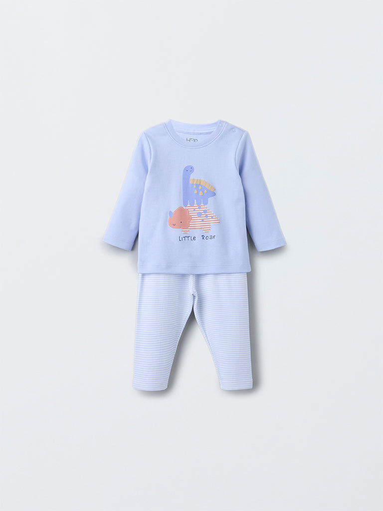 HOP Baby Lavender Animal Design Cotton T-Shirt with Pants Set