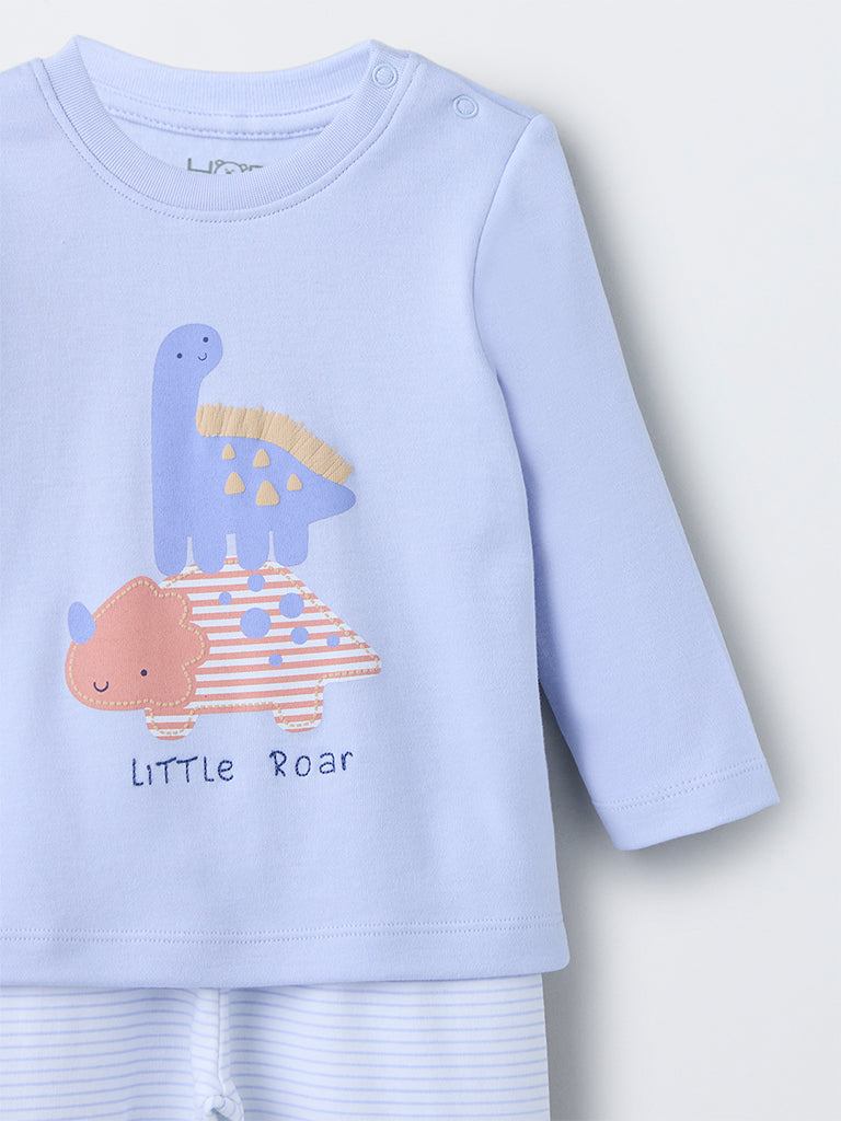 HOP Baby Lavender Animal Design Cotton T-Shirt with Pants Set