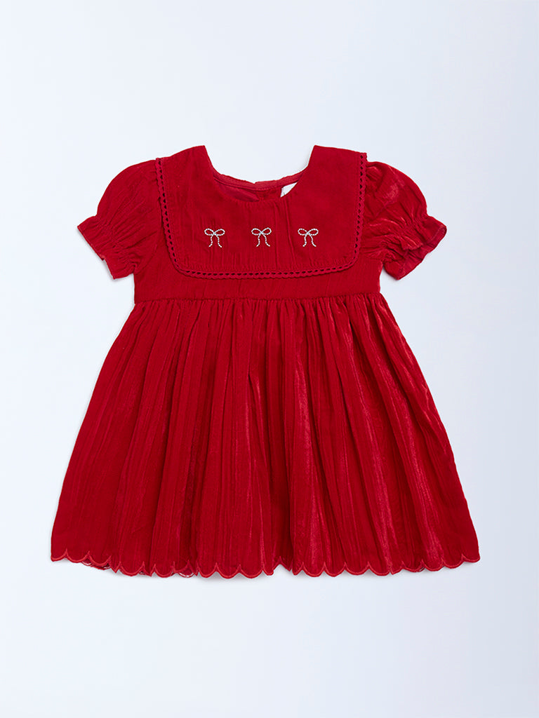HOP Baby Girls Red Fit-And-Flare Dress