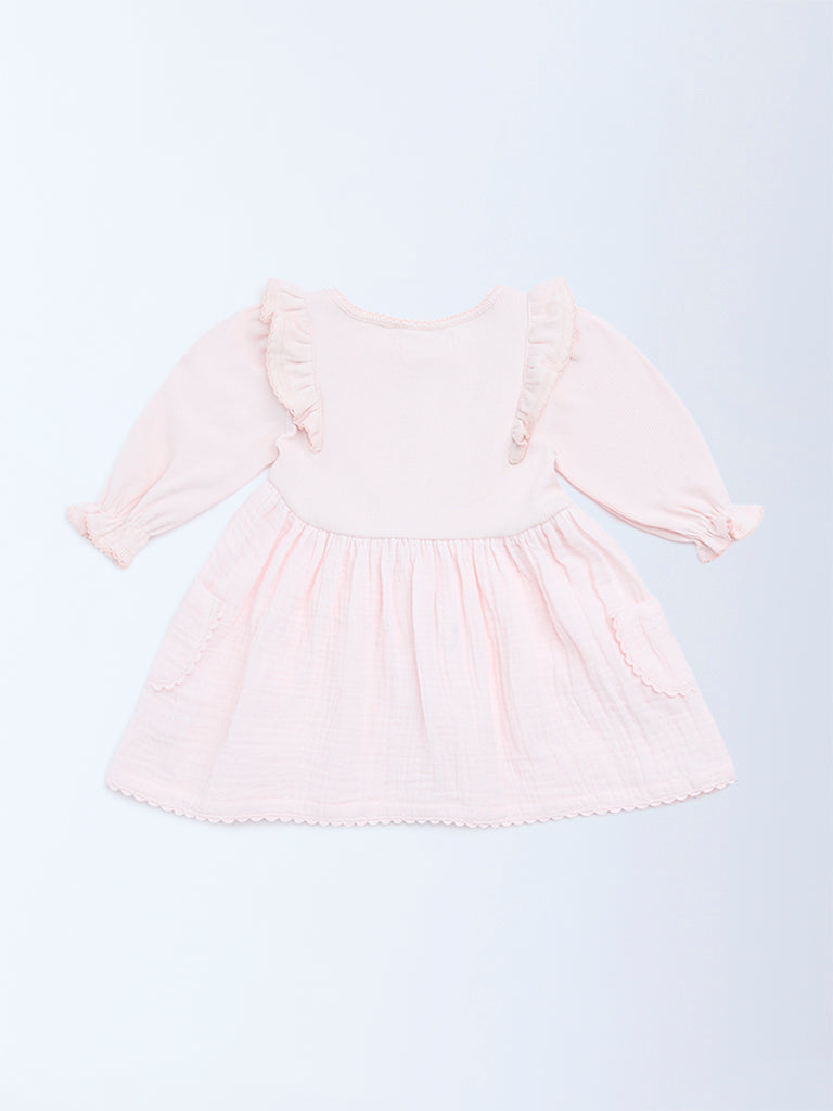 HOP Baby Girls Pink Ruffled A-Line Dress