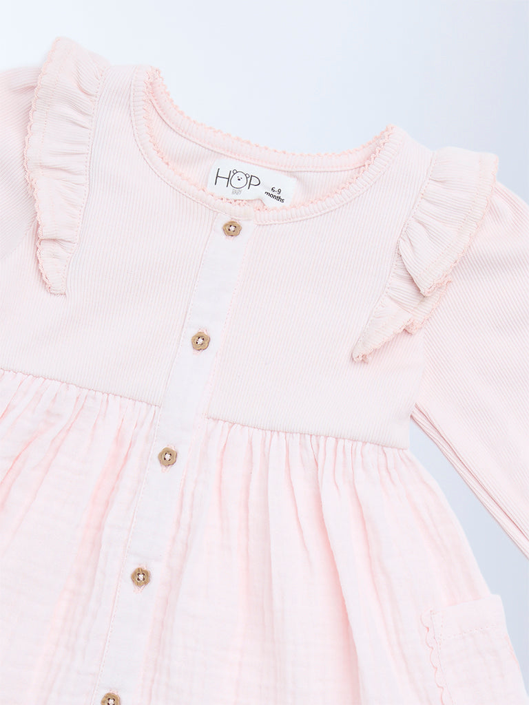 HOP Baby Girls Pink Ruffled A-Line Dress