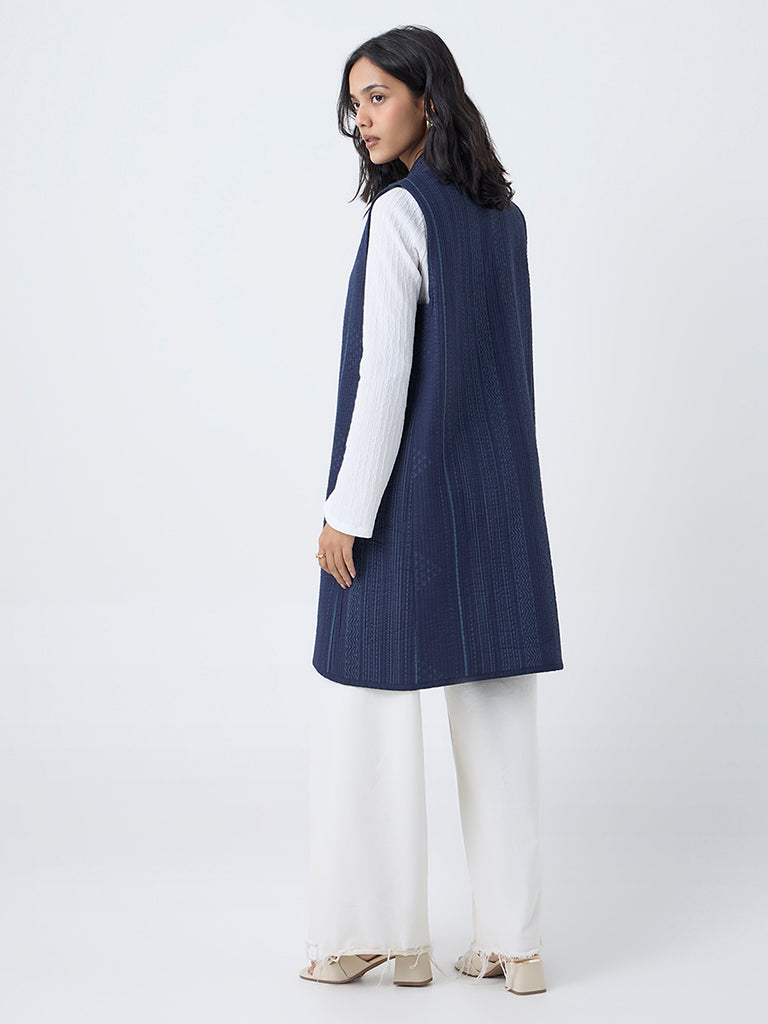 Utsa Indigo Cotton Quilted Jacket