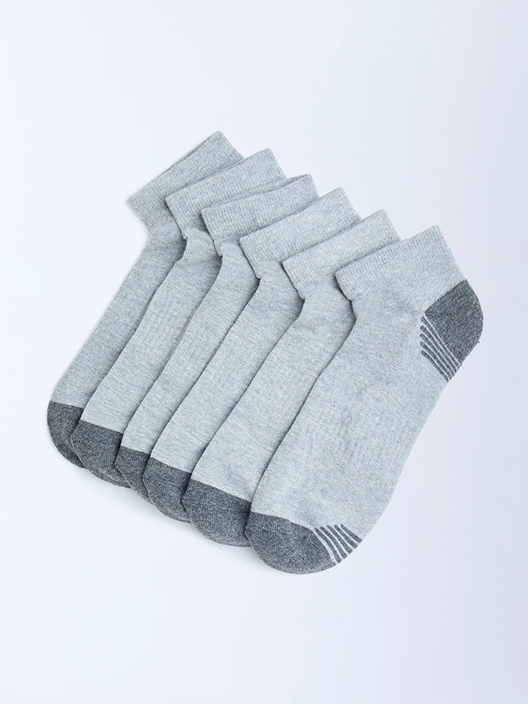 Buy WES Lounge Grey Cotton-Blend Trainer Socks Pack of from