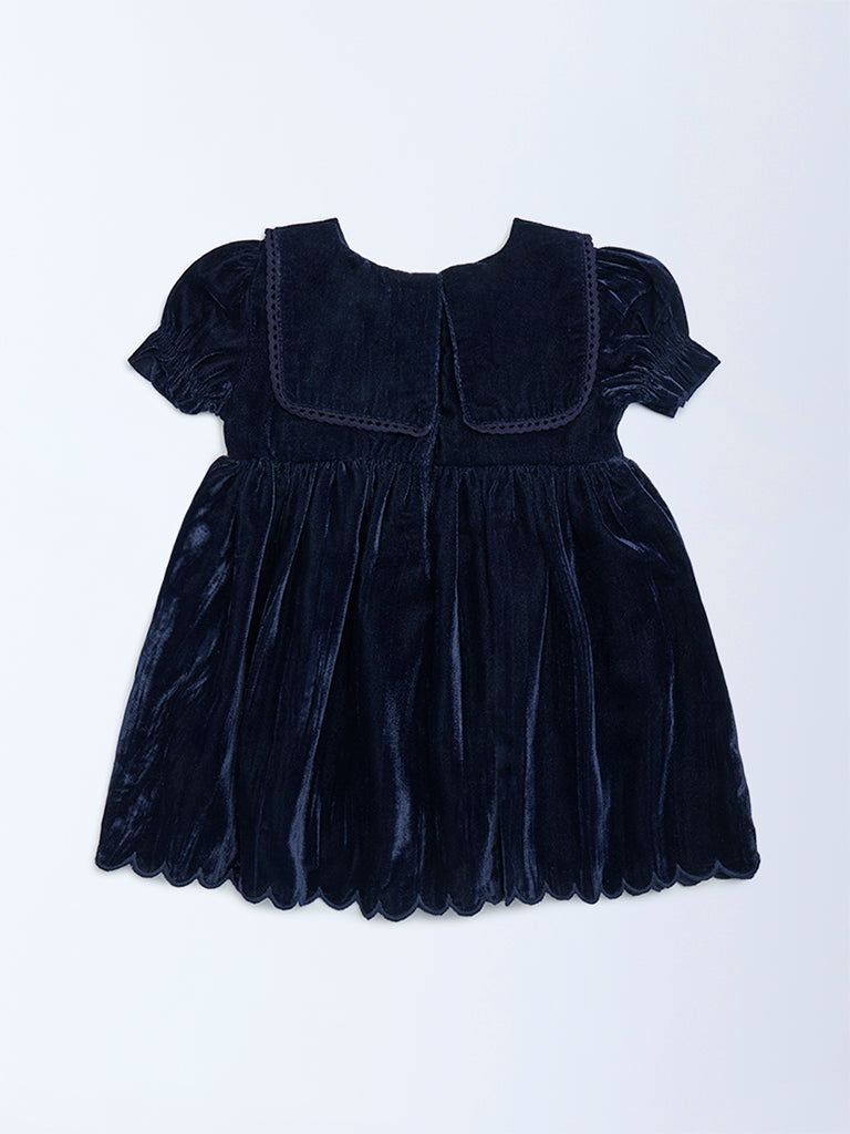 Buy HOP Baby Girls Navy Fit-And-Flare Velvet Dress from Westside