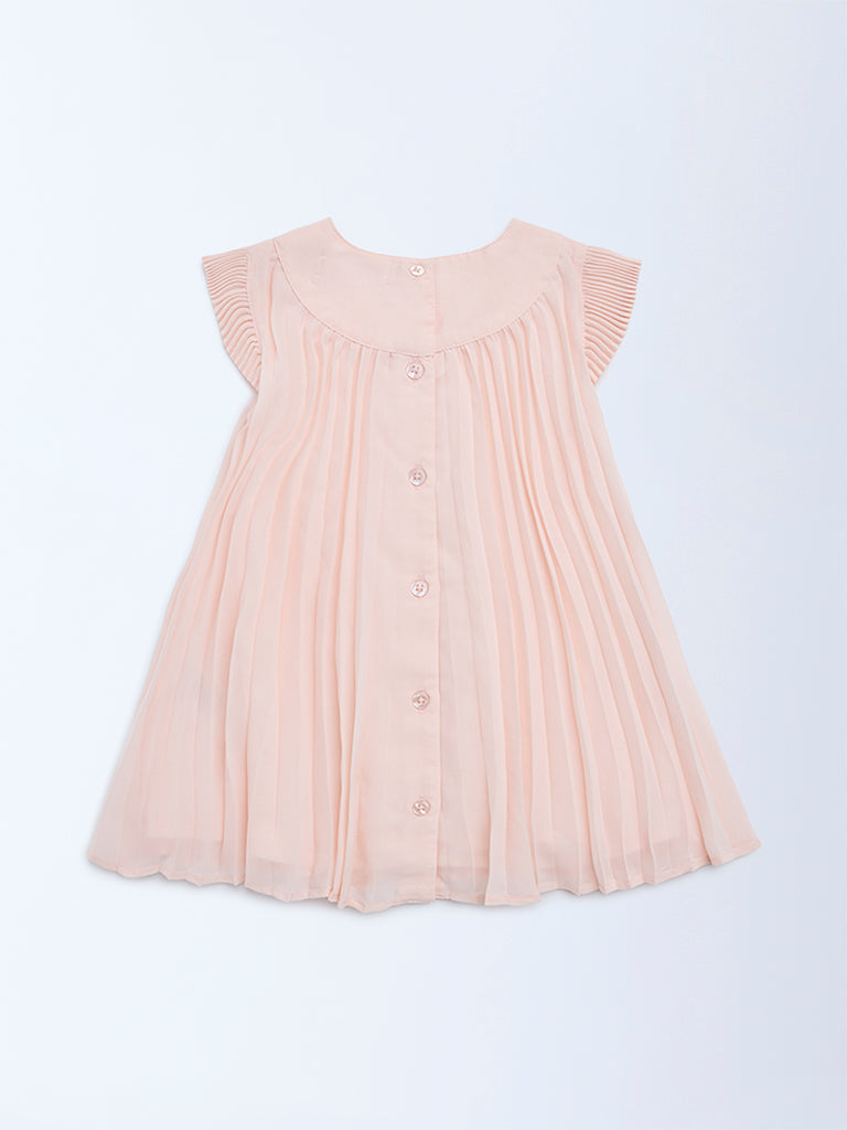 HOP Baby Girls Pink Floral-Detailed A-Line Dress