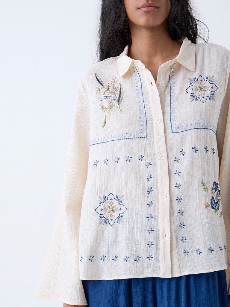 Bombay Paisley Cream Floral Embroidered Shirt