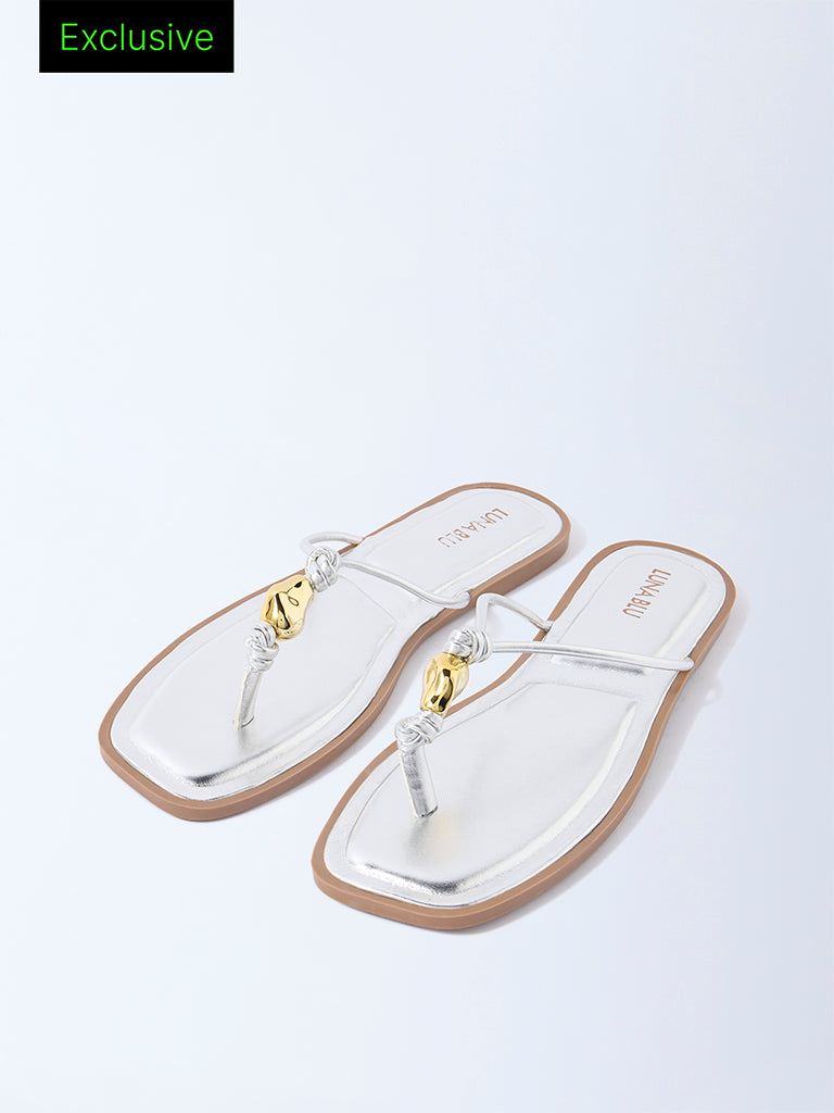 LUNA BLU Silver Thong-Strap Sandals - Exclusive