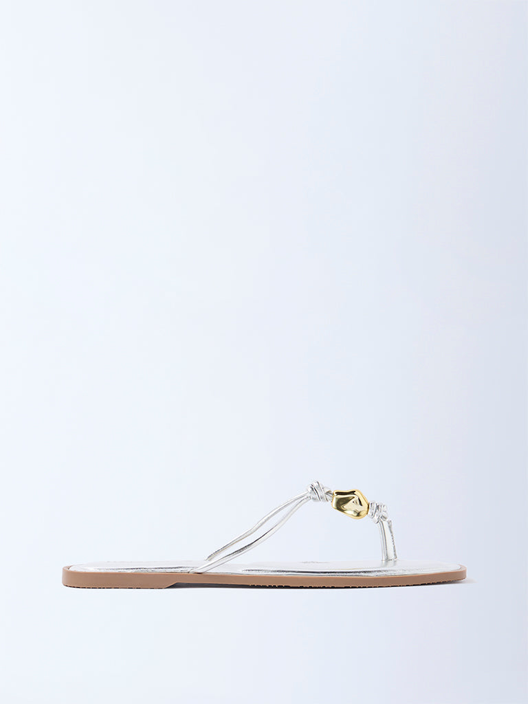 LUNA BLU Silver Thong-Strap Sandals - Exclusive