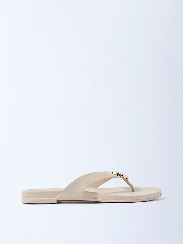 LUNA BLU Ivory Metal-Detailed Sandals