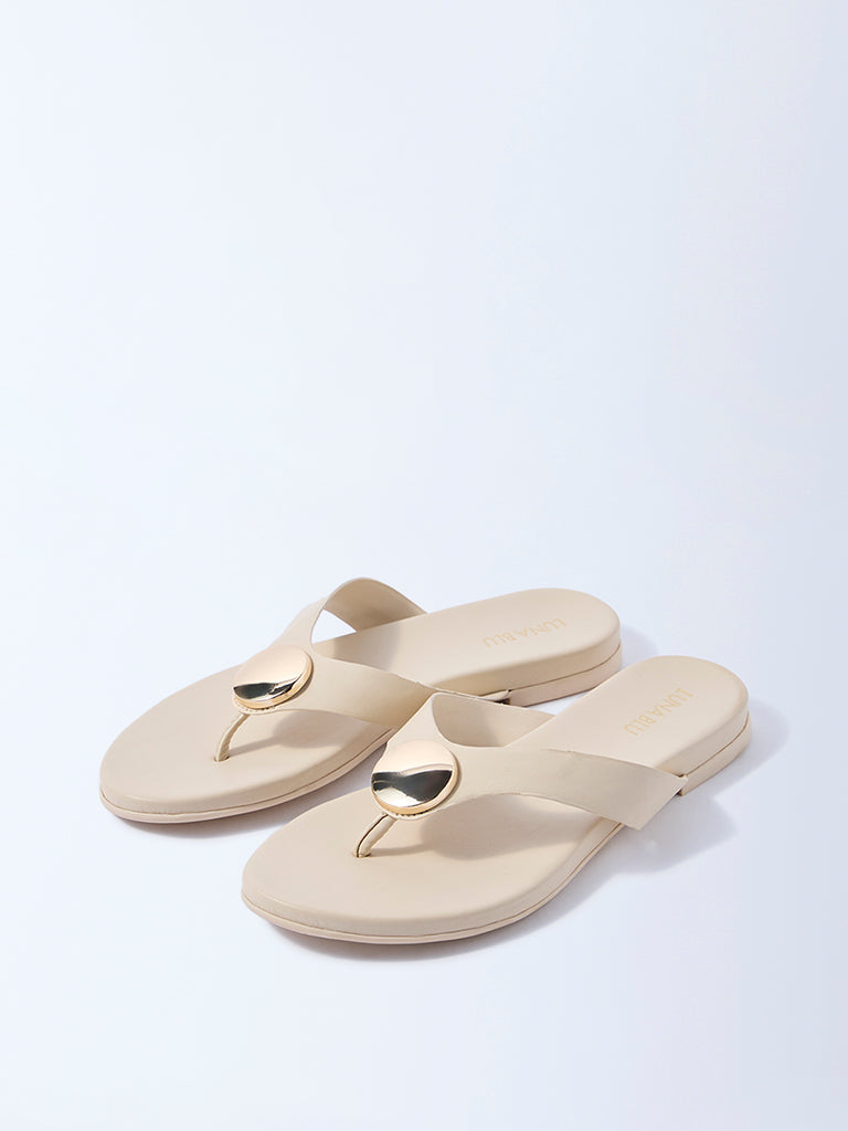LUNA BLU Ivory Metal-Detailed Sandals