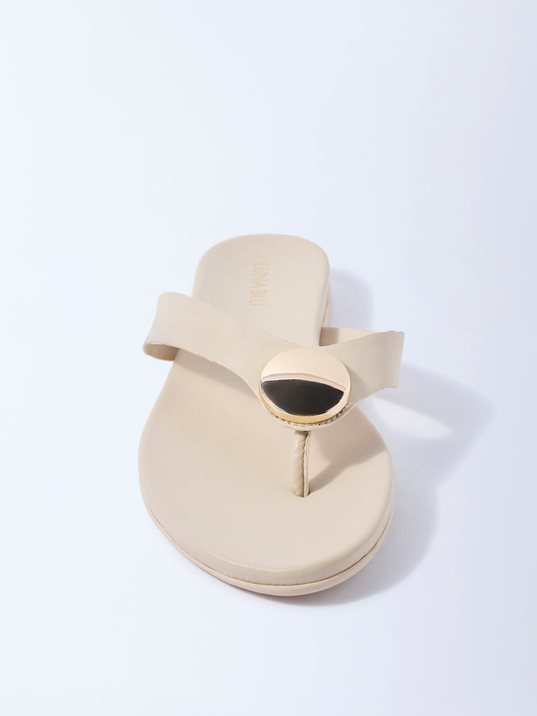 LUNA BLU Ivory Metal-Detailed Sandals