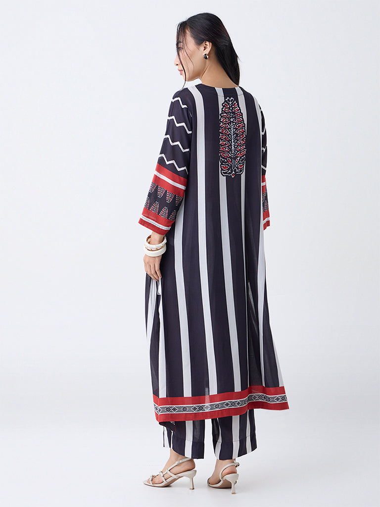 Utsa Black Printed A-Line Kurta