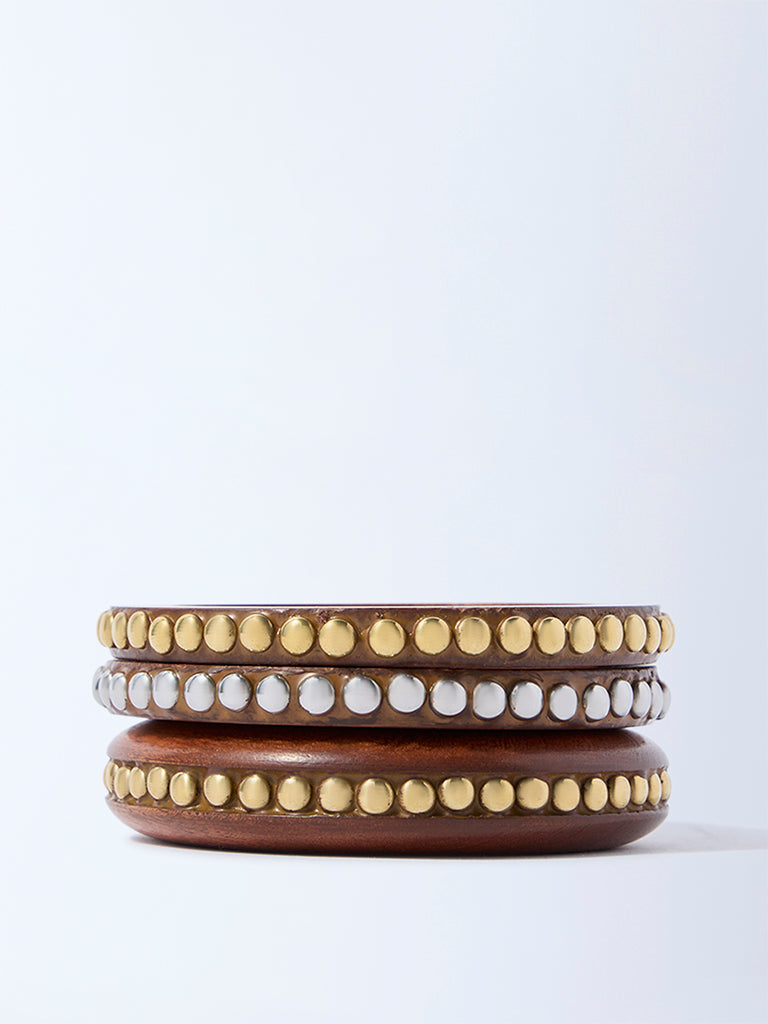 Westside Accessories Brown Studded Bangles - Pack of 3