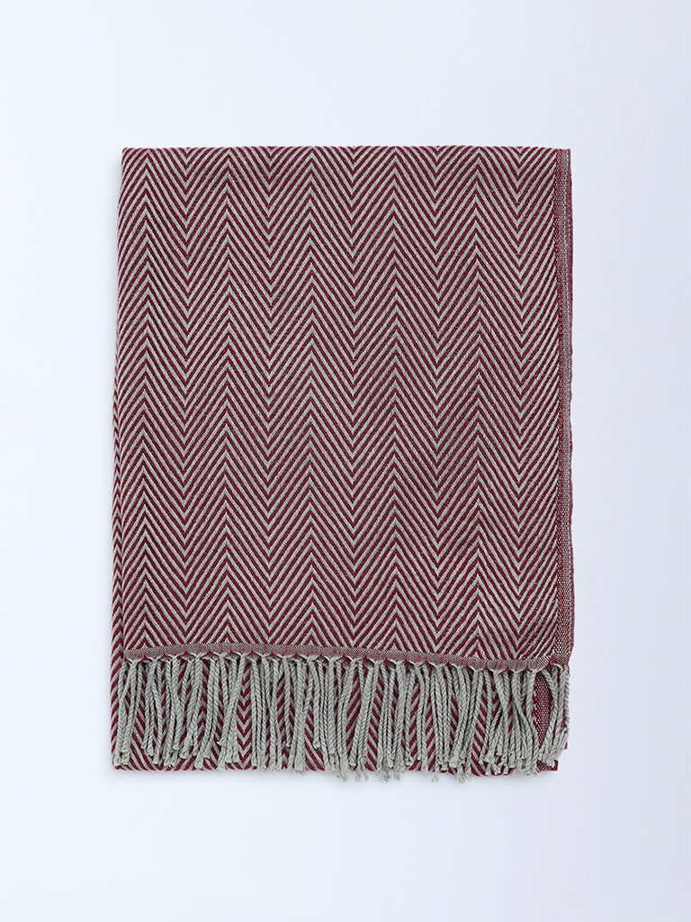 Westside Accessories Maroon Chevron Embroidered Scarf