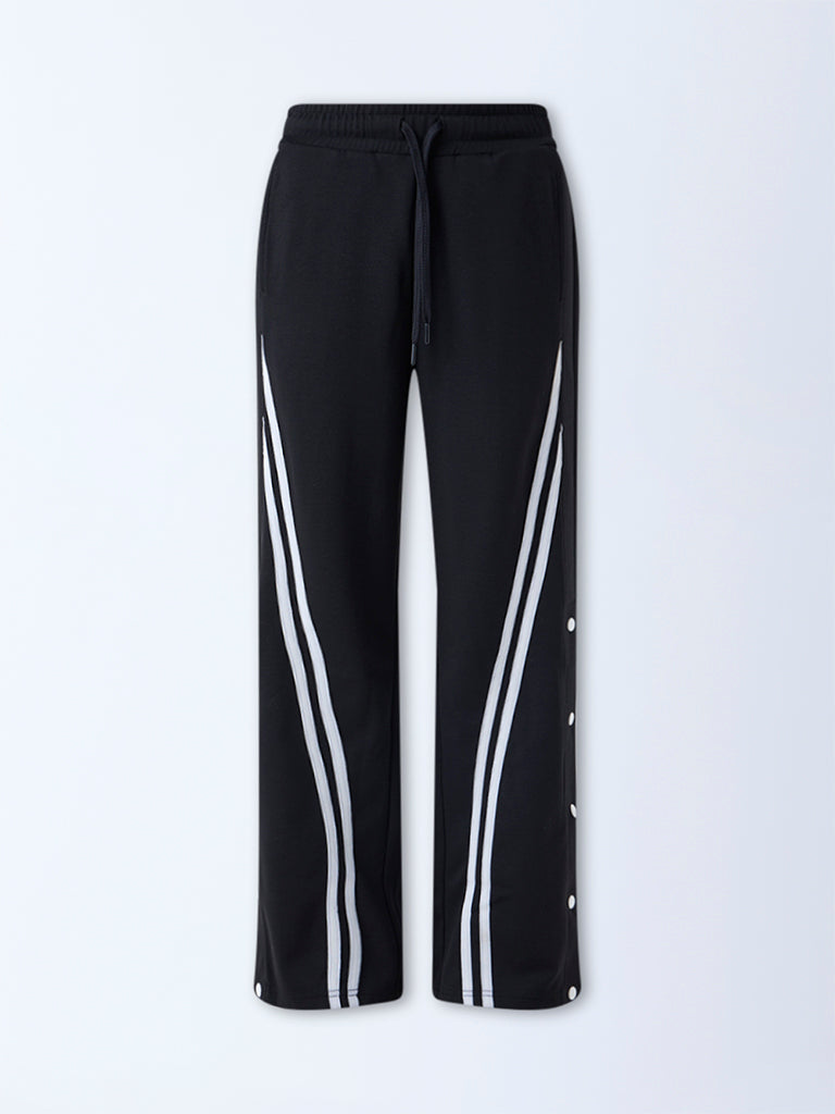 Studiofit Black Striped High-Rise Pants