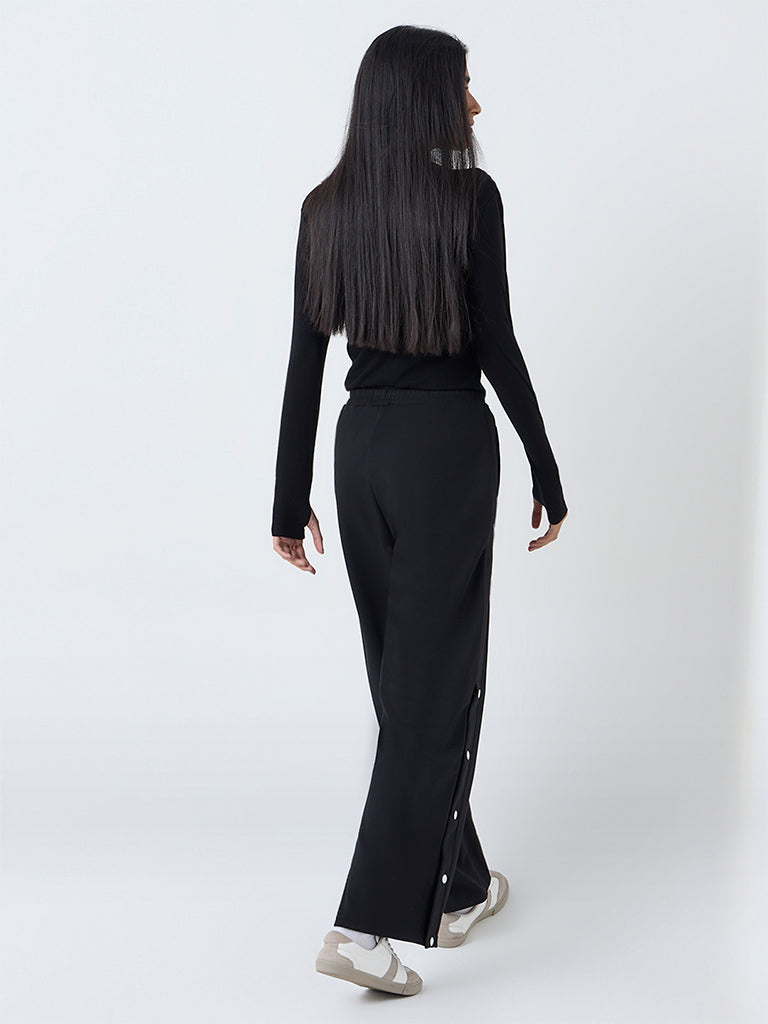 Studiofit Black Striped High-Rise Pants