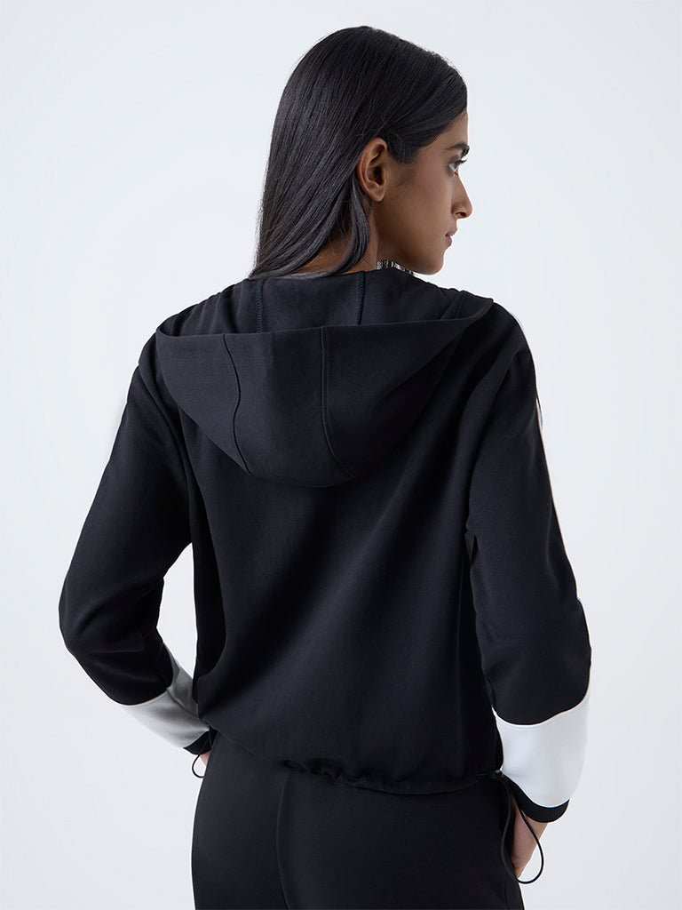 Studiofit Black Striped Hooded Jacket