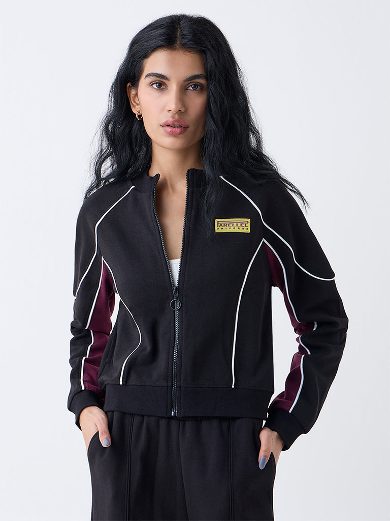 Studiofit Black Colour-Blocked Jacket