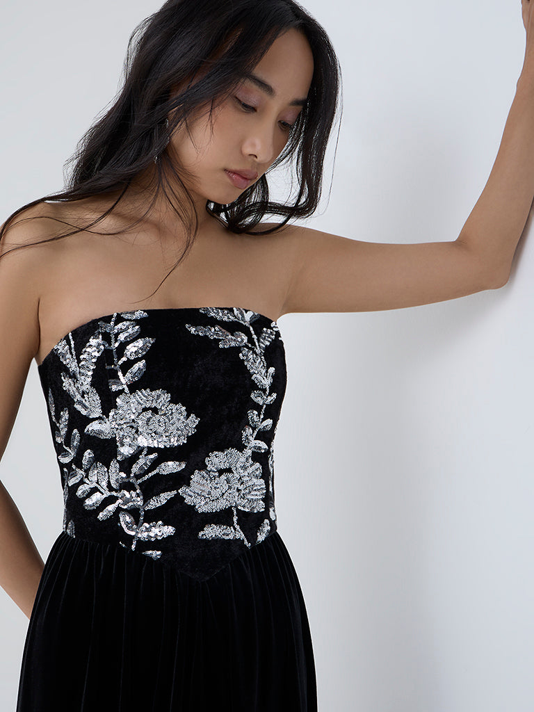 Buy LOV Black Sequin Embellished Velvet Tube Dress from Westside Buy LOV Black Sequin Embellished Velvet Tube Dress from Westside