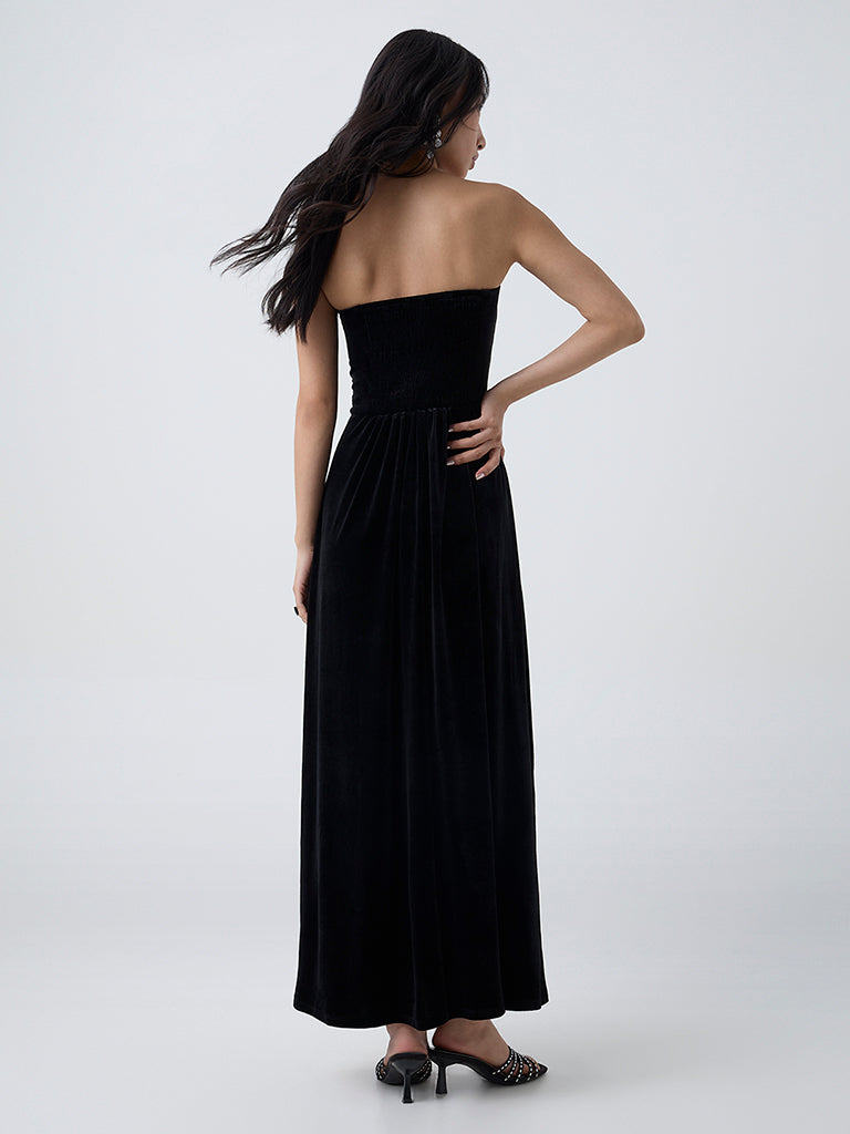 Buy LOV Black Sequin Embellished Velvet Tube Dress from Westside