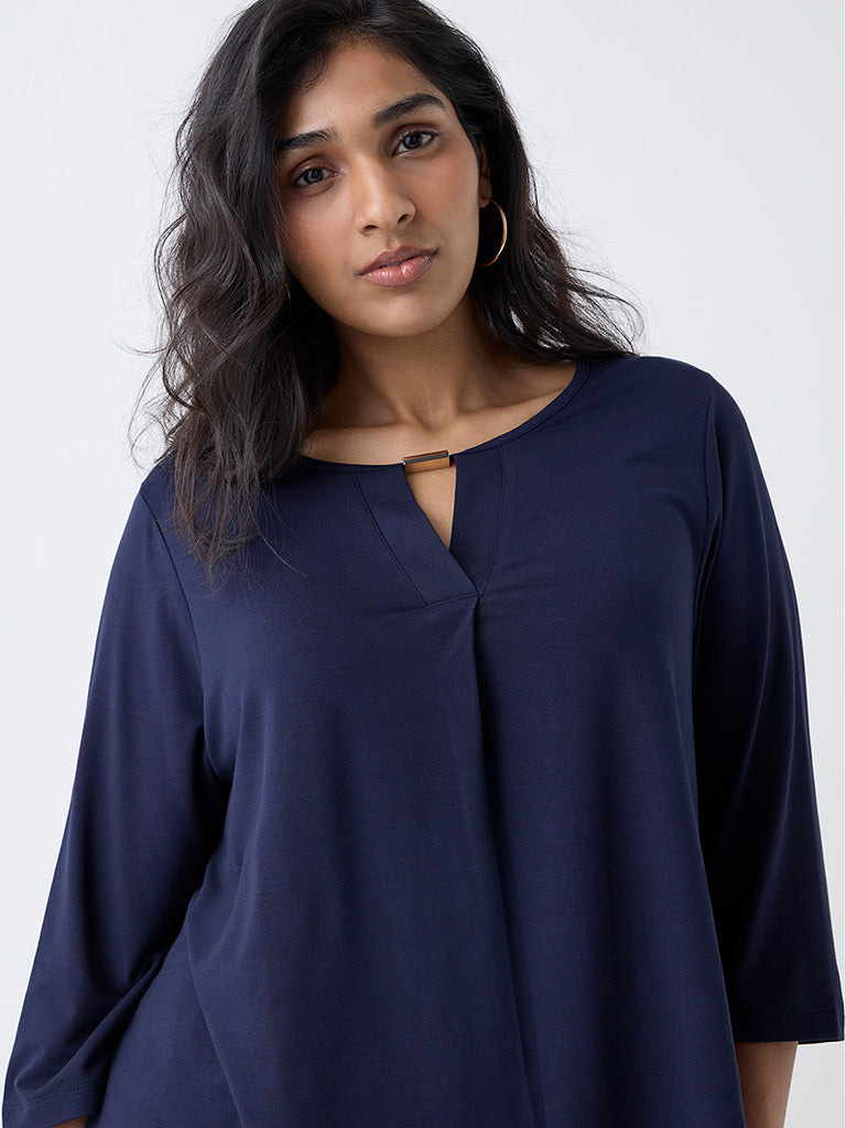 Gia Navy Metallic-Detailed Top