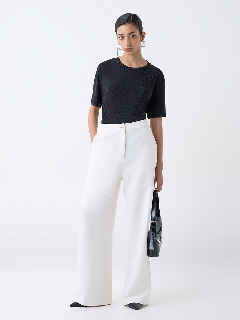 Wardrobe White High-Rise Trousers