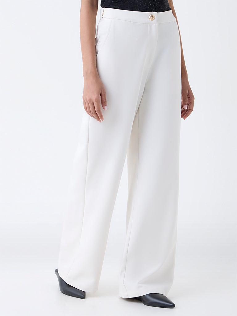 Wardrobe White High-Rise Trousers