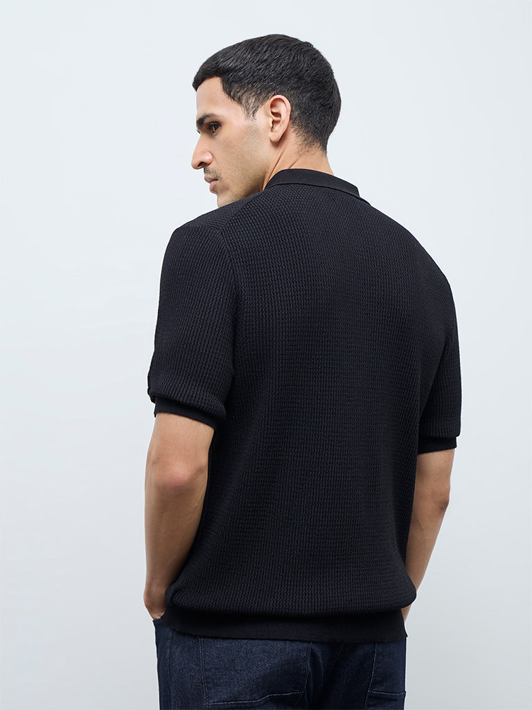 Ascot Brown Knit-Textured Relaxed-Fit Shirt