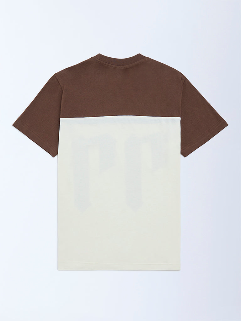 Boys Off-White Colour-Blocked Cotton T-Shirt