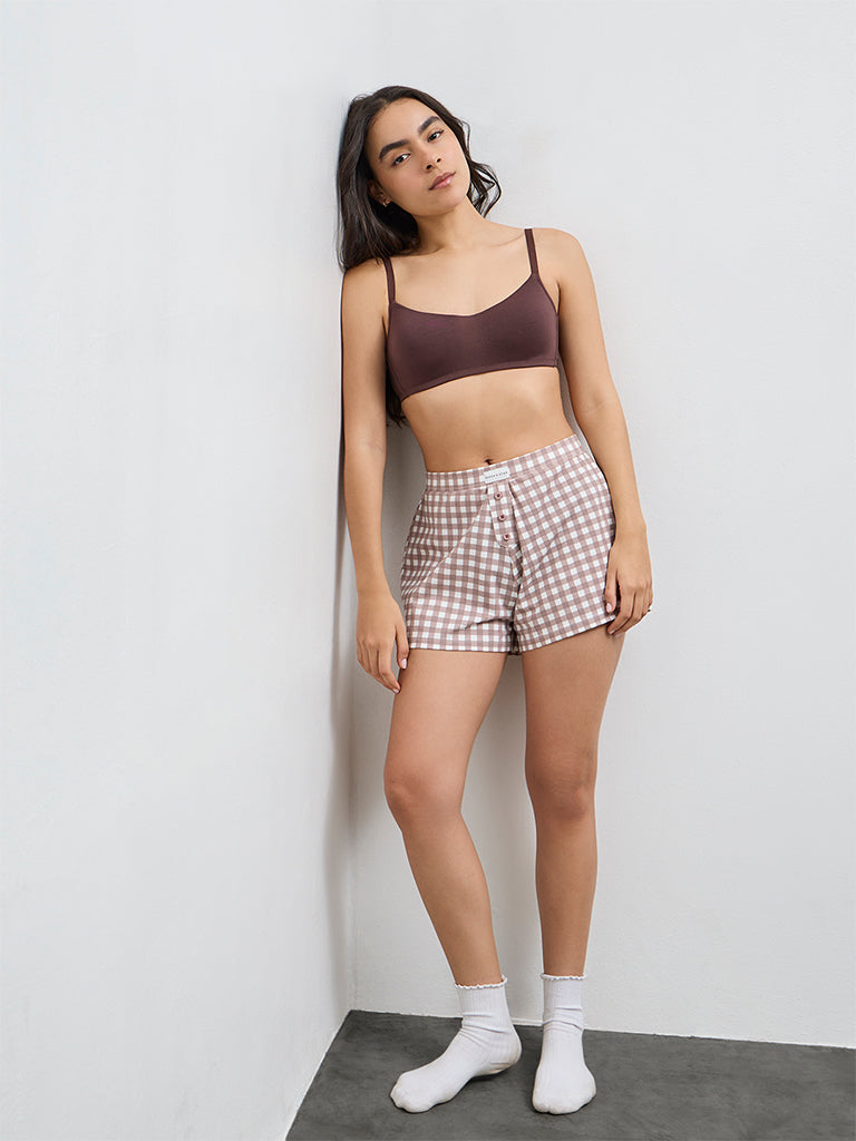 Superstar Brown Cotton-Blend Padded Bra