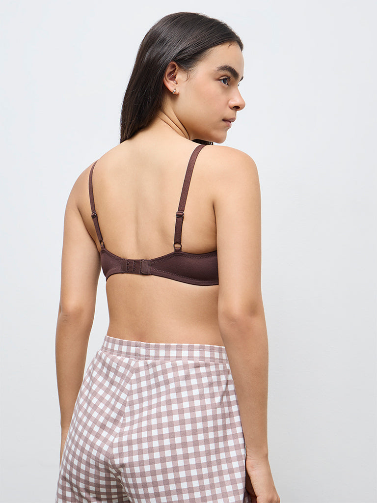 Superstar Brown Cotton-Blend Padded Bra