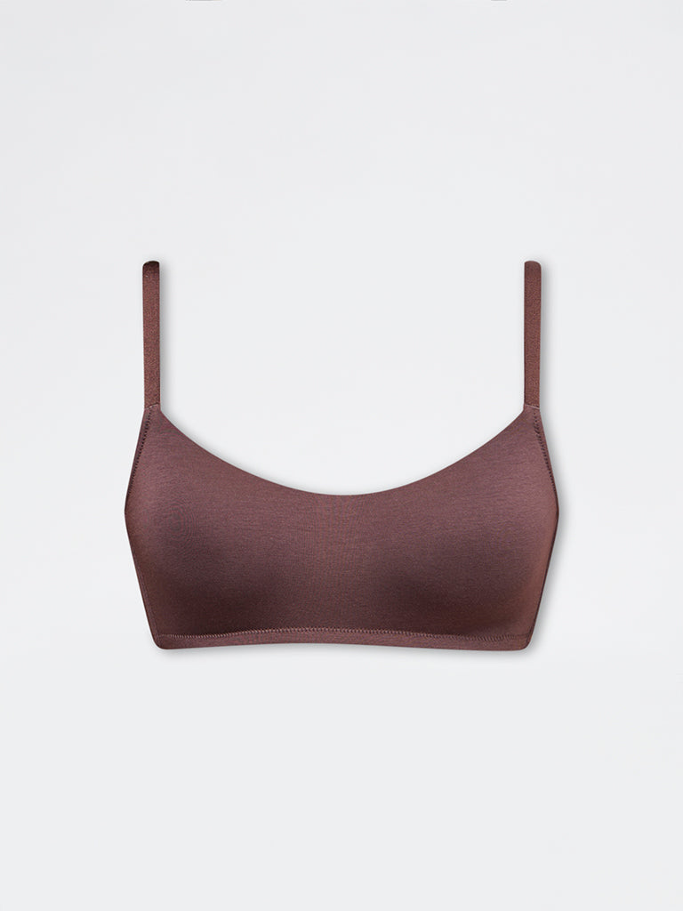 Superstar Brown Cotton-Blend Padded Bra