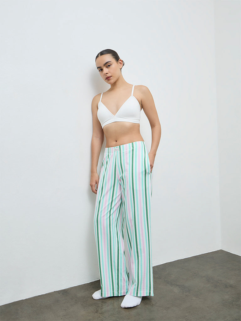 Superstar White Waffle-Textured Cotton-Blend Padded Bra