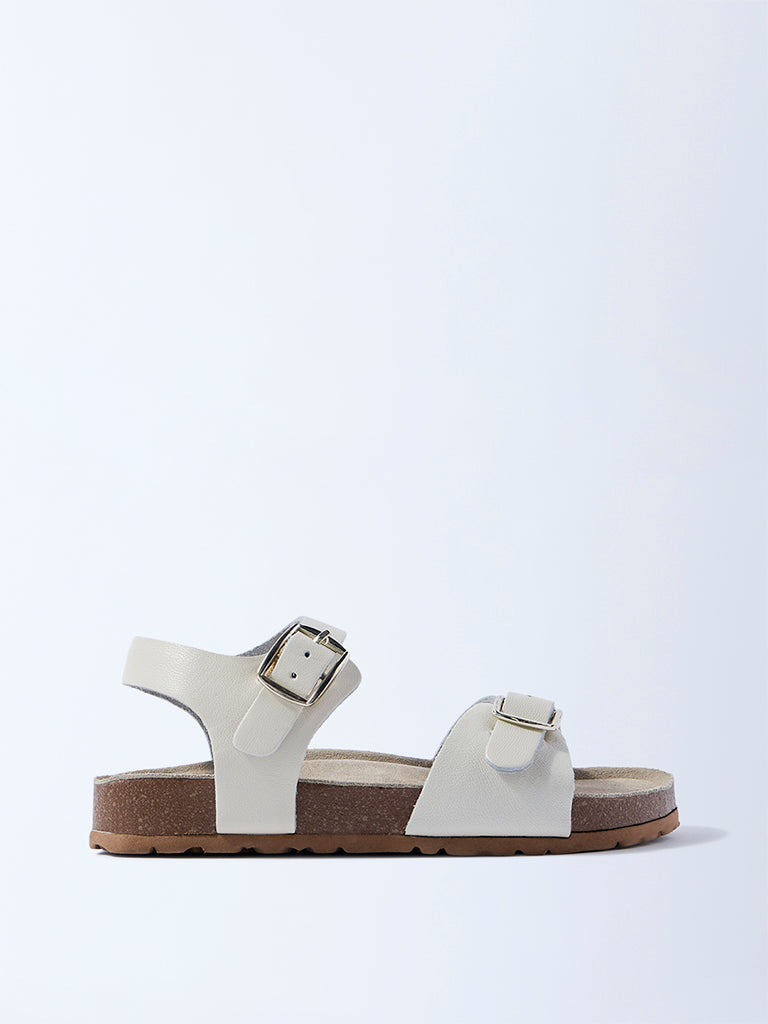 Yellow Ivory Buckle-Detailed Sandals