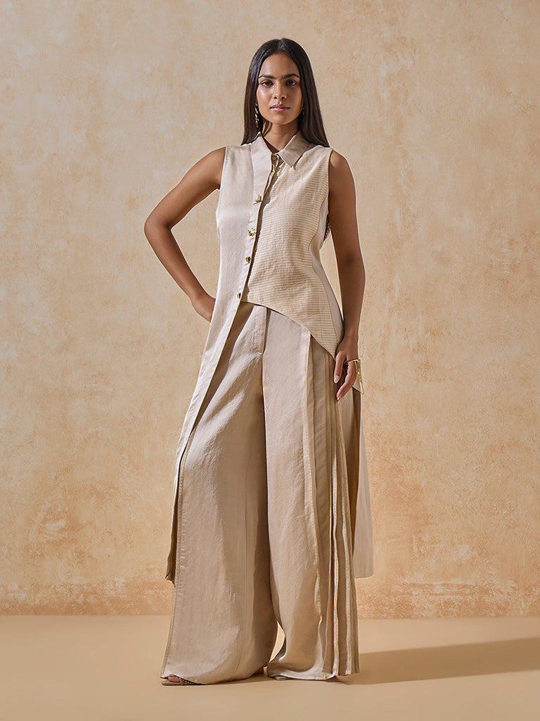 Pleated Cream Pants