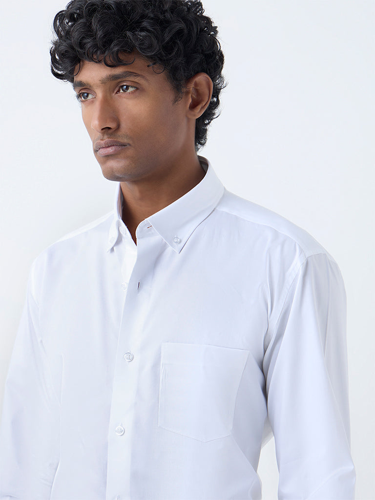 WES Formals White Relaxed-Fit Cotton Shirt