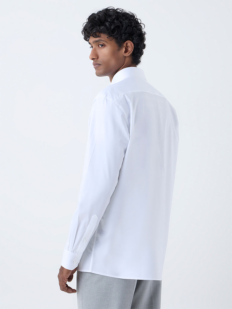 WES Formals White Relaxed-Fit Cotton Shirt