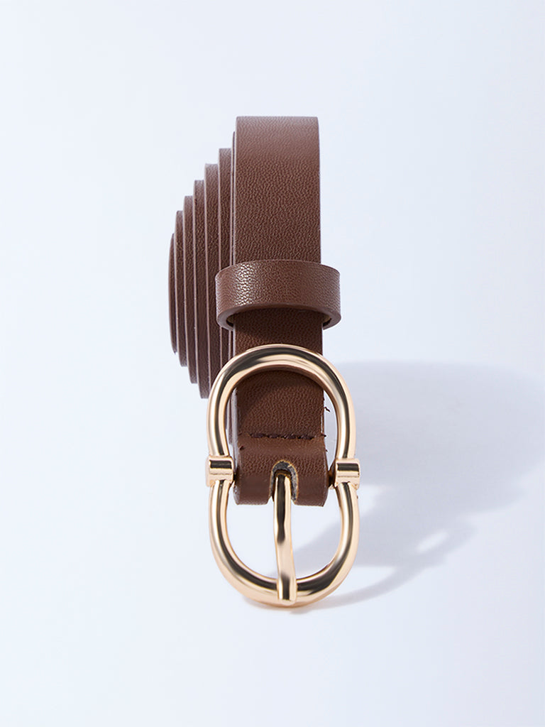 Westside Accessories Brown Oval Buckle Belt