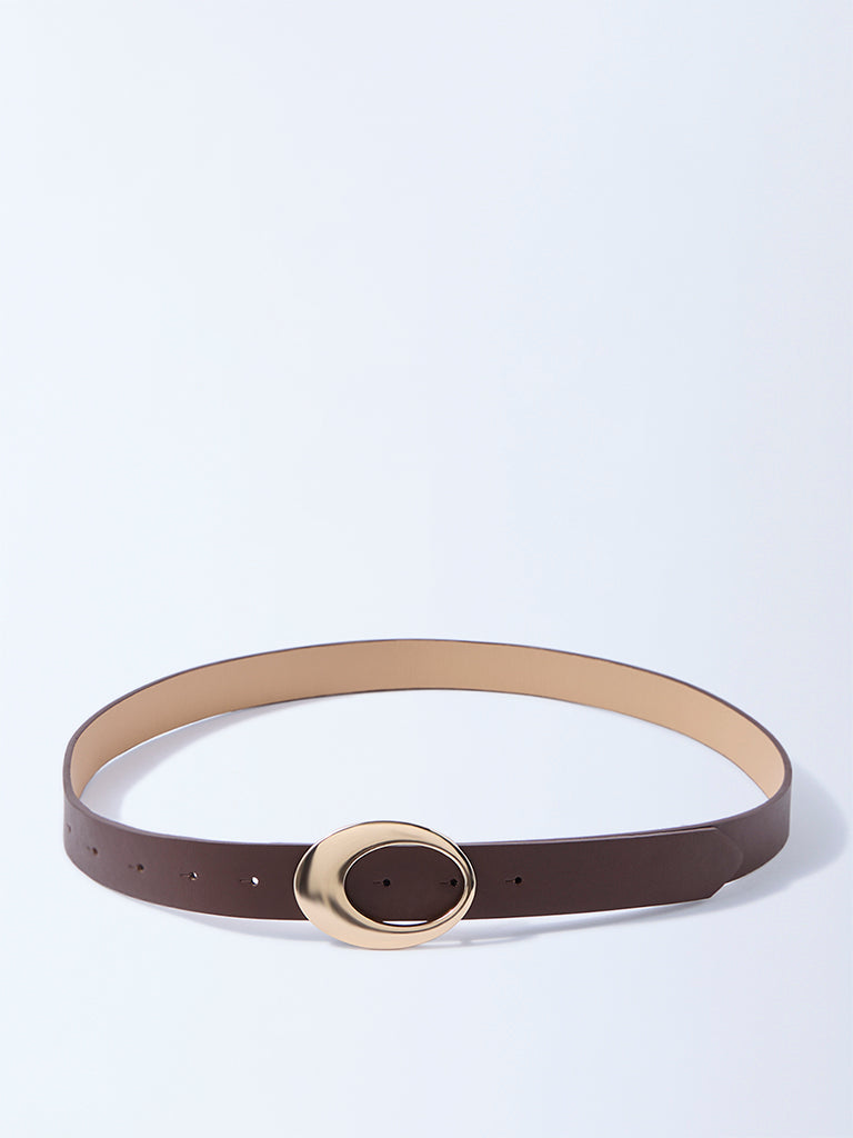 Westside Accessories Brown Round Buckle Belt