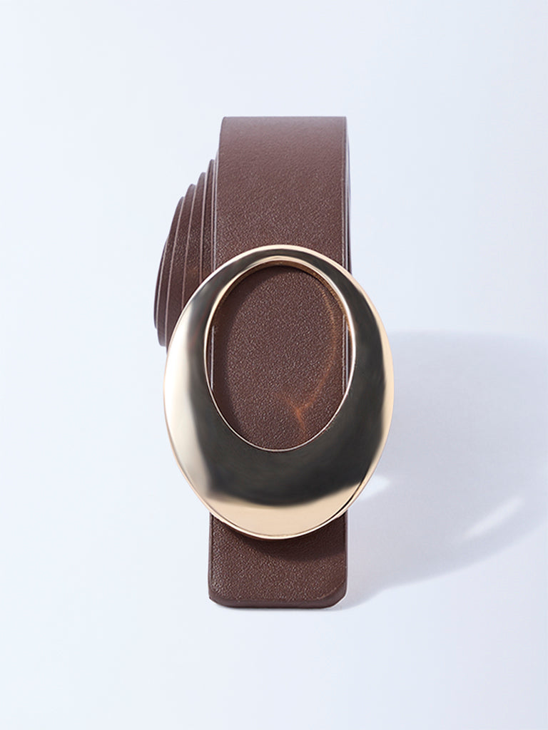 Westside Accessories Brown Round Buckle Belt