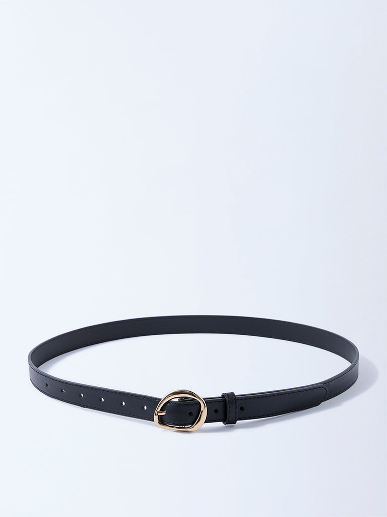 Westside Accessories Black Sculpted-Buckle Detailed Belt