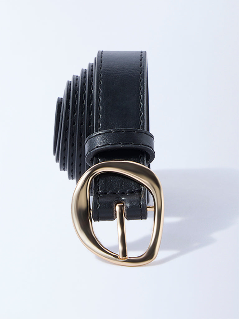 Westside Accessories Black Sculpted-Buckle Detailed Belt