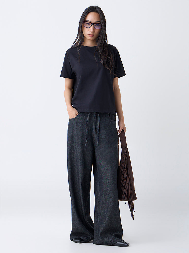 LOV Dark Grey High-Rise Denim Trousers